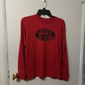Vans Classic Off The Wall Long‎ Sleeve Shirt Cardinal Red Boys Youth Size Large